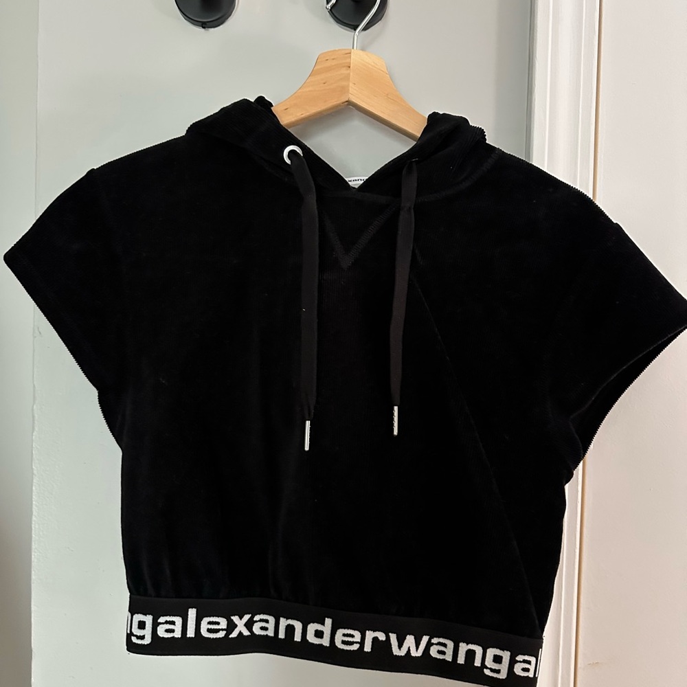 Alexander Wang Black Cropped Hoodie
